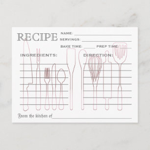 Retro Recipe Card Kitchen Tools Striped