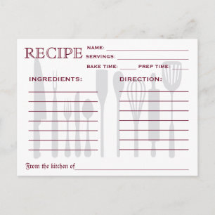 Retro Recipe Card Kitchen Tools Striped