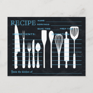 Retro Recipe Card Kitchen Tools Striped