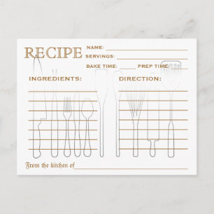 Retro Recipe Card Kitchen Tools Striped