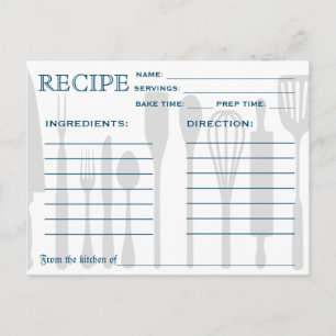 Retro Recipe Card Kitchen Tools Striped