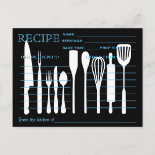 Retro Recipe Card Kitchen Tools Striped