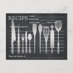 Retro Recipe Card Kitchen Tools Striped