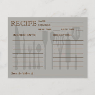 Retro Recipe Card Kitchen Tools Striped