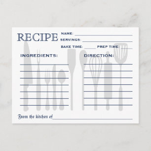 Retro Recipe Card with Kitchen Tools Striped
