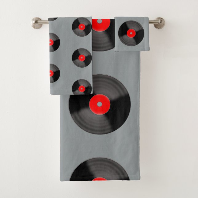 Retro Record Bathroom Towel Set (Insitu)