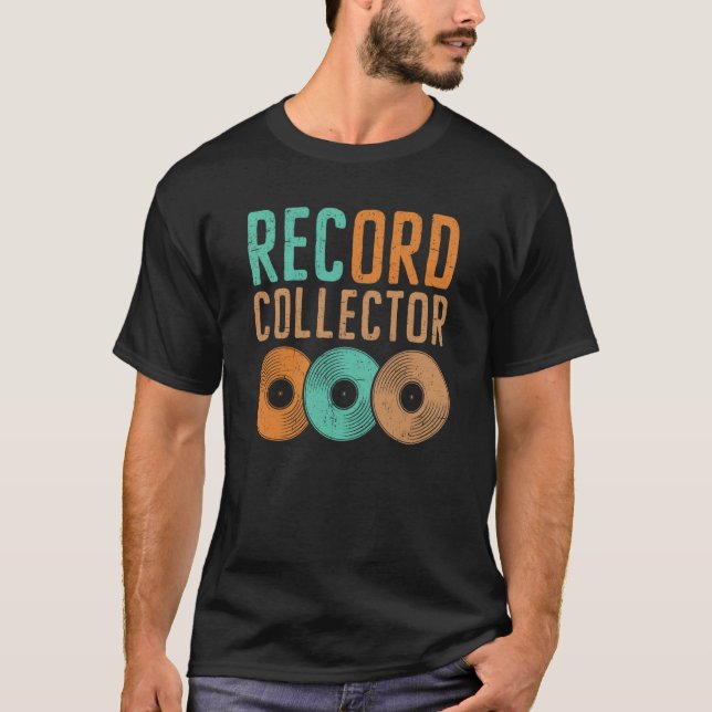 Retro Record Collector Music Vinyl Record Player T-Shirt (Front)