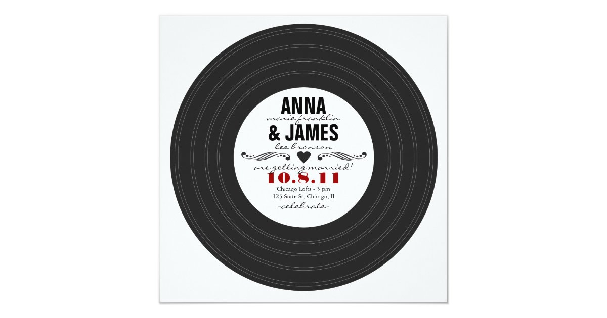 Retro Record Invitation | Zazzle.co.uk