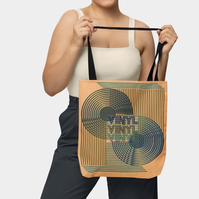 Retro Record Mid Century Modern Line Art Vinyl  Tote Bag (Creator Uploaded)