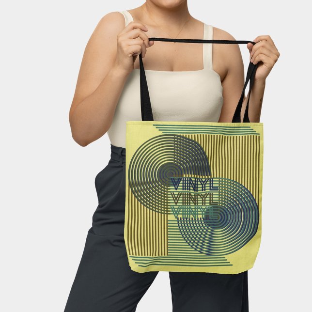 Retro Record Mid Century Modern Line Art Vinyl  Tote Bag (Creator Uploaded)