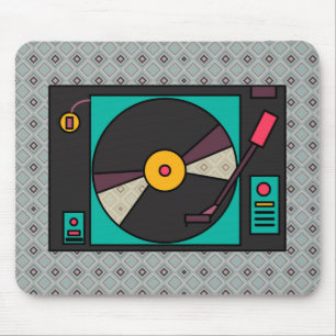 Retro Record Player Icon Mouse Mat