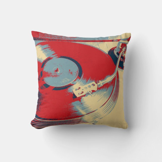 Retro Record Player Turntable Cushion Pillow (Front)
