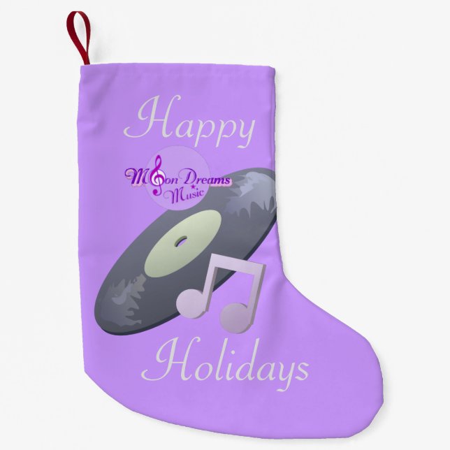 Retro Record Purple Christmas Stocking (Front)