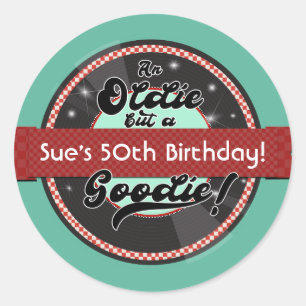 Retro Record Ribbon Fifties 50's Birthday Party Classic Round Sticker