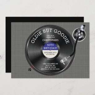 Retro Record Turntable Birthday Party Invitation