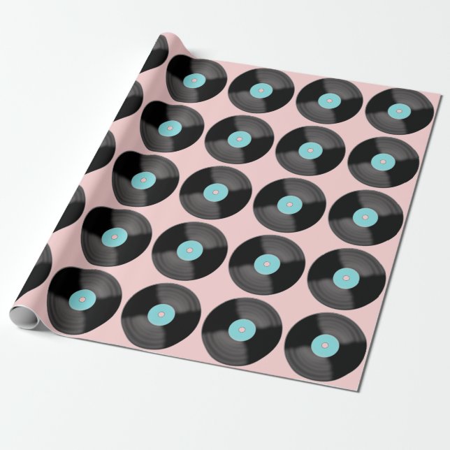 Retro Record Wrapping Paper (Unrolled)