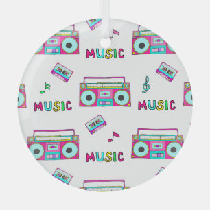 Retro Recorder Tape Seamless Glass Tree Decoration