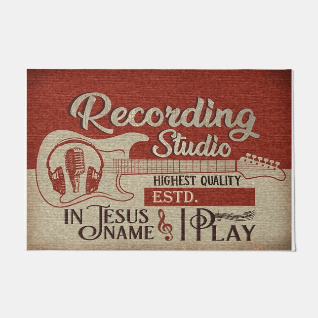 Retro Recording Studio Decor Doormat (Front)