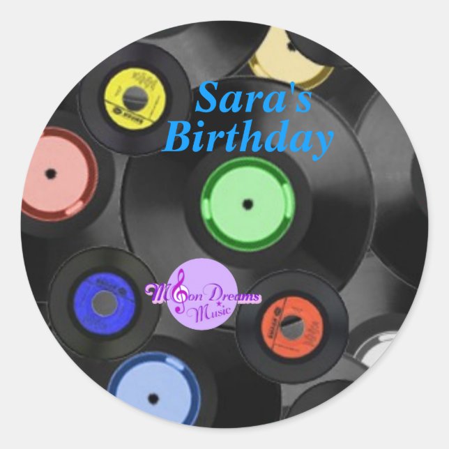 Retro Records Customisable Classic Round Stickers (Front)