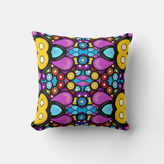 Retro Records Kaleidoscope Fun Vibrant Pattern Cushion