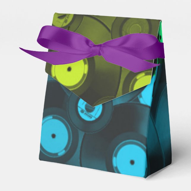 Retro Records Neon Colourful Collage Favour Box (Front Side)