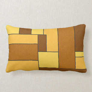 RETRO RECTANGLES BROWN YELLOW ORANGES PATTERNS TEM LUMBAR CUSHION