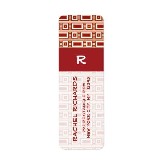 Retro Rectangles Return Address Label - Red