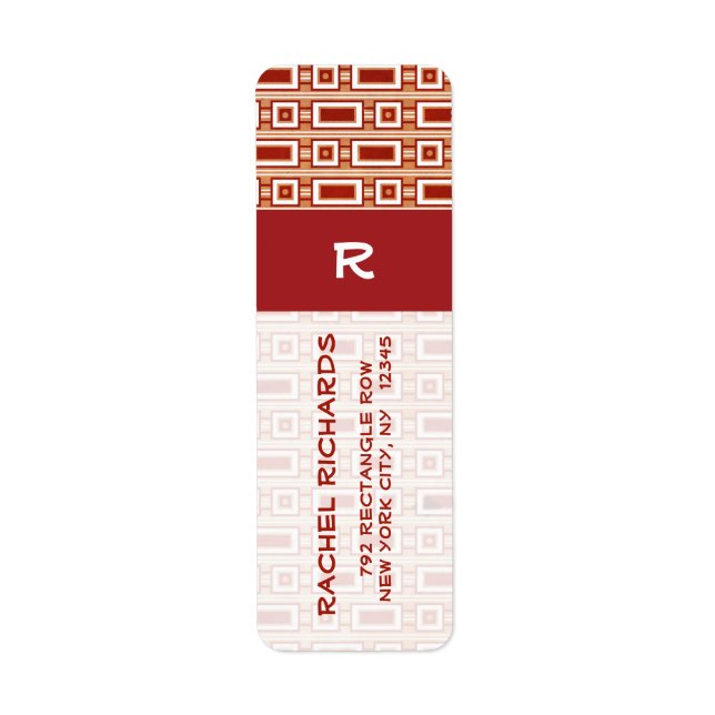 Retro Rectangles Return Address Label - Red (Front)