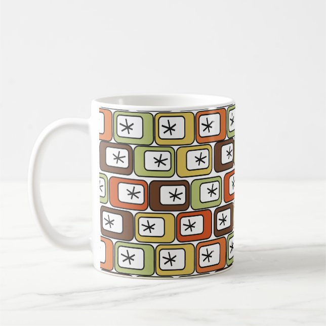 Retro Rectangles with Starbursts  Coffee Mug (Left)
