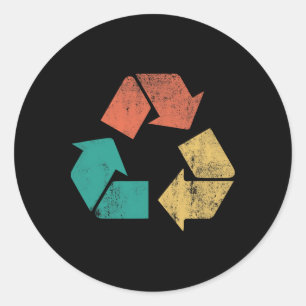 Retro Recycle Logo Protect Nature Earth Day Men Wo Classic Round Sticker
