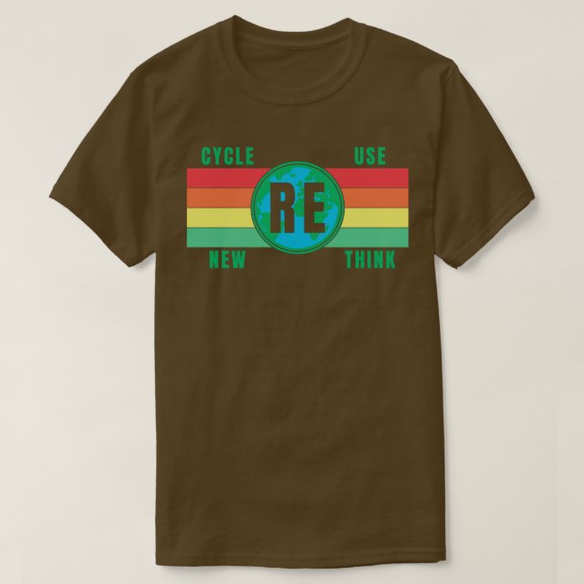 Retro Recycle Reuse Renew Rethink T-Shirt (Design Front)