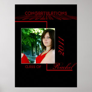 Retro Red and Black Graduation Poster