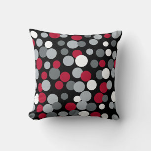 Retro Red and Black Home Decor Dots Pillow