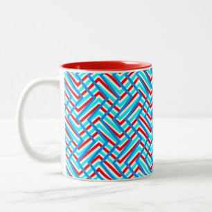 Retro red and blue graphic print Two-Tone coffee mug