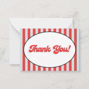 Retro Red and Blue Thank You Card