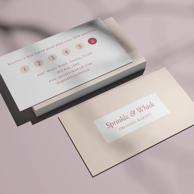 Retro Red And Cream Heart Stripes Bakery Loyalty  Business Card (Creator Uploaded)