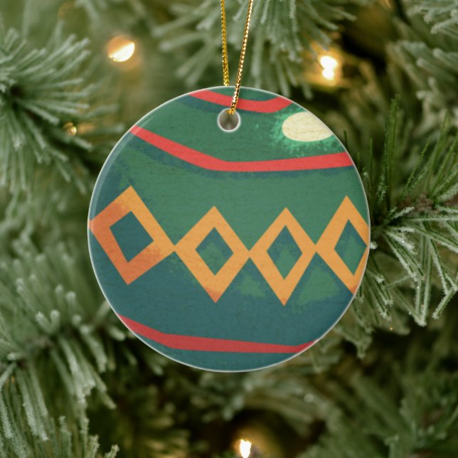Retro Red and Green Christmas Ornaments (Tree)