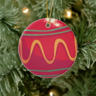 Retro Red and Green Christmas Ornaments