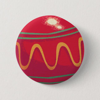 Retro Red and Green Christmas Ornaments 6 Cm Round Badge
