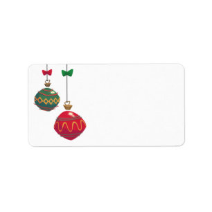 Retro Red and Green Christmas Ornaments Label