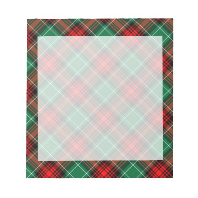 Retro Red and Green Holiday Plaid Notepad (Front)