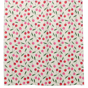 Retro Red and Pink Berry Cherry Shower Curtain