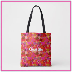 Retro Red and Pink Circle Pattern Tote Bag
