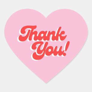 Retro Red and Pink Heart Thank You Sticker