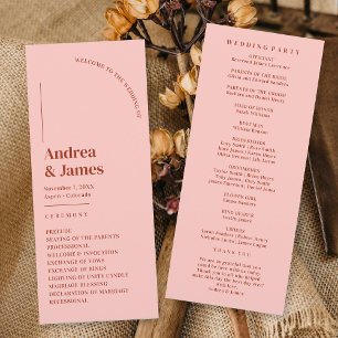 Retro Red and Pink Weddding Ceremony Programme