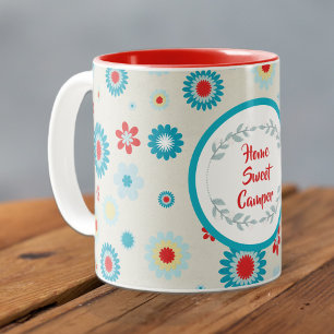 Retro Red and Teal Camper Two-Tone Coffee Mug
