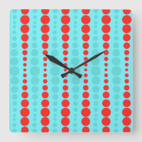 Retro Red and Turquoise Dots Acrylic Wall Clock