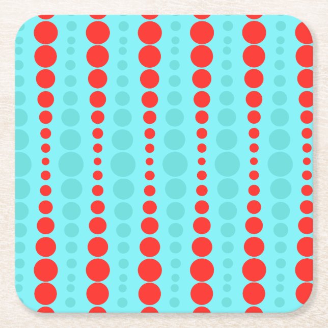 Retro Red and Turquoise Dots Coasters (Front)