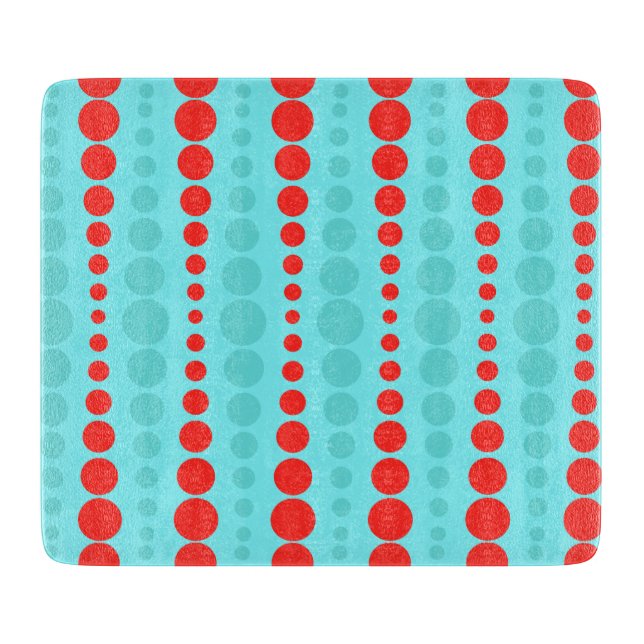 Retro Red and Turquoise Dots Cutting Board (Front)