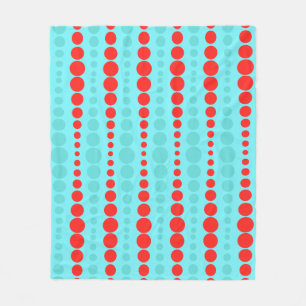 Retro Red and Turquoise Dots Fleece Blanket